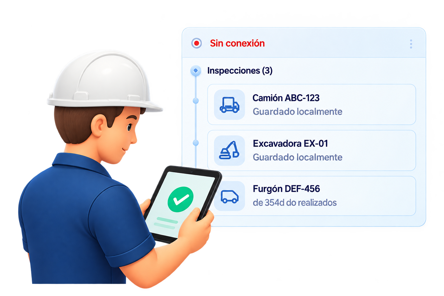 Inspector usando el panel de inspecciones offline